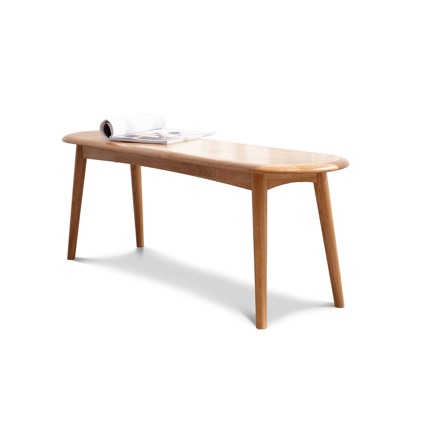 Natural Oak Wood Dining Bench with Unique Half-Round Design Sturdy Elegant Seating for Living Room