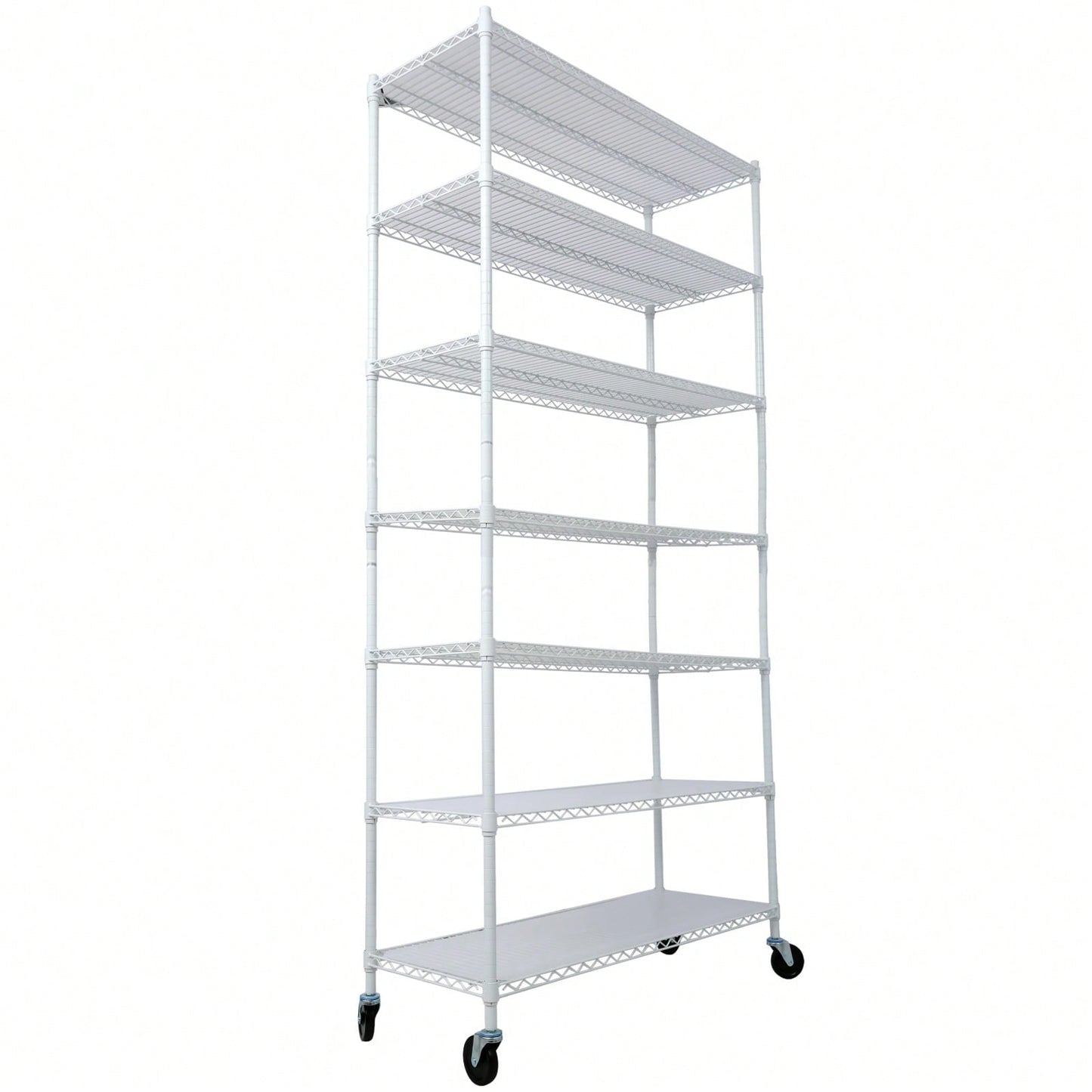 Heavy Duty 7 Tier Metal Wire Shelving Unit with Wheels Adjustable Storage Rack 2450lbs Capacity for Garage Kitchen Closet 81 H x 48 L x 18 D