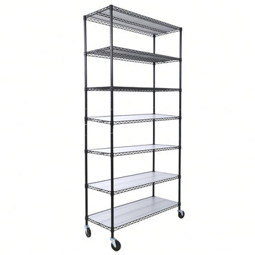 Heavy Duty 7 Tier Metal Wire Shelving Unit with Wheels Adjustable Storage Rack 2450lbs Capacity for Garage Kitchen Closet 81 H x 48 L x 18 D