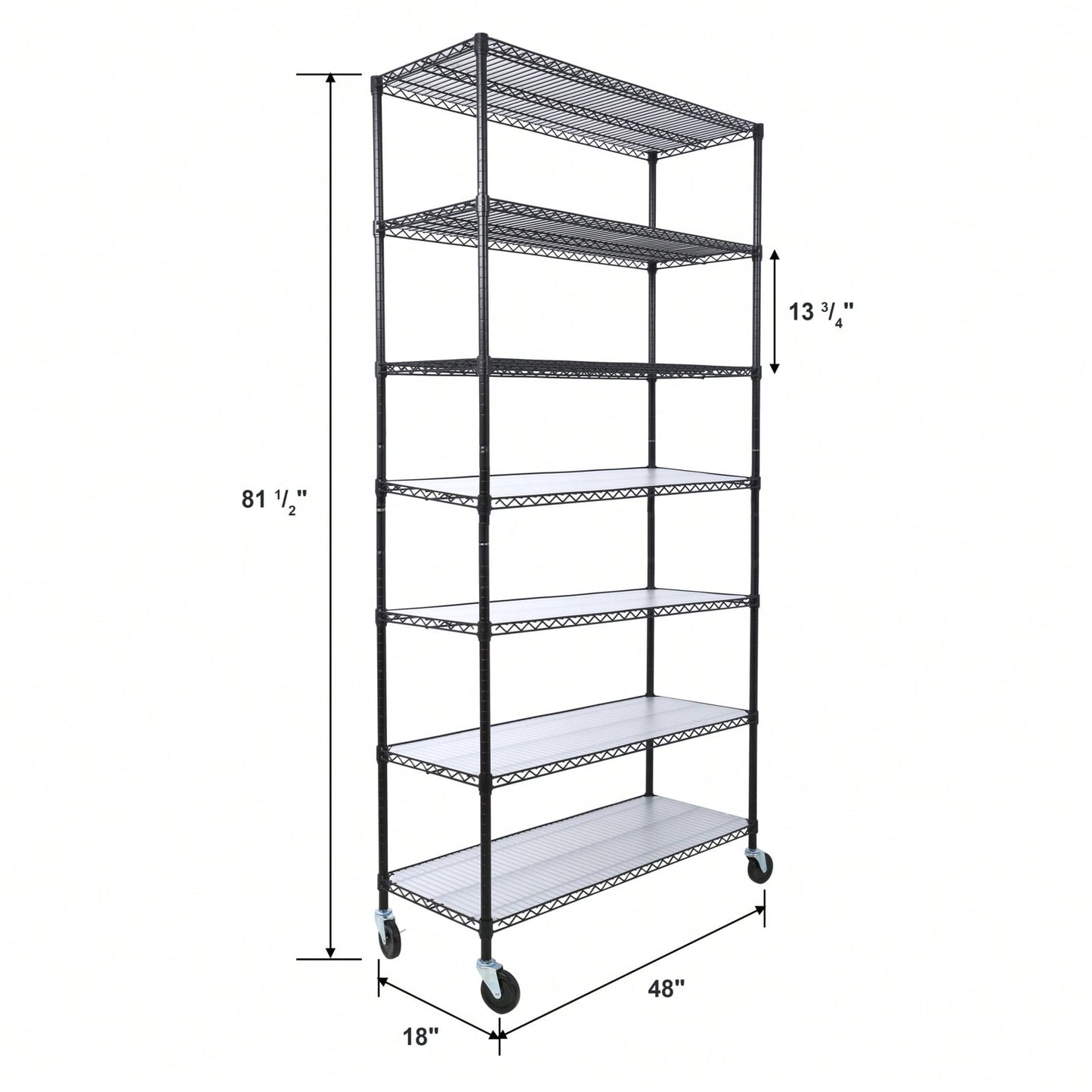 Heavy Duty 7 Tier Metal Wire Shelving Unit with Wheels Adjustable Storage Rack 2450lbs Capacity for Garage Kitchen Closet 81 H x 48 L x 18 D