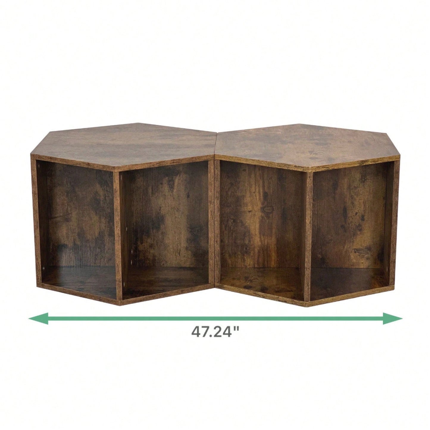 Hexagonal Coffee and Nightstand Table Set 2PCS Stylish MDF Furniture with Storage for Living Room and Bedroom