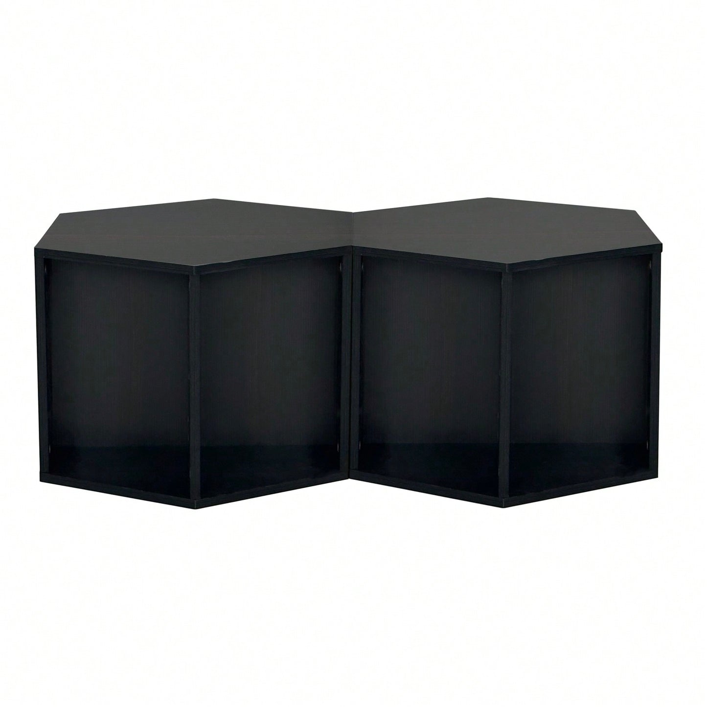 Hexagonal Coffee and Nightstand Table Set 2PCS Stylish MDF Furniture with Storage for Living Room and Bedroom