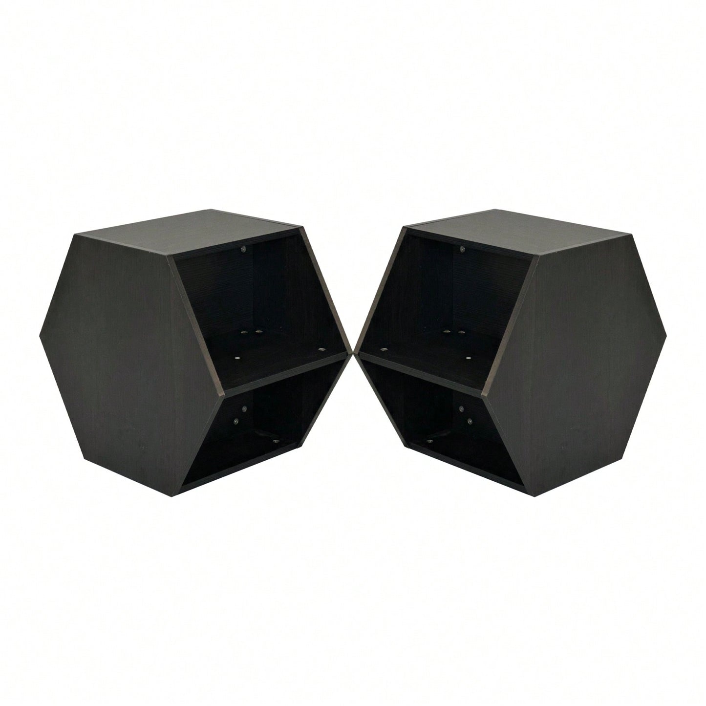 Hexagonal Coffee and Nightstand Table Set 2PCS Stylish MDF Furniture with Storage for Living Room and Bedroom