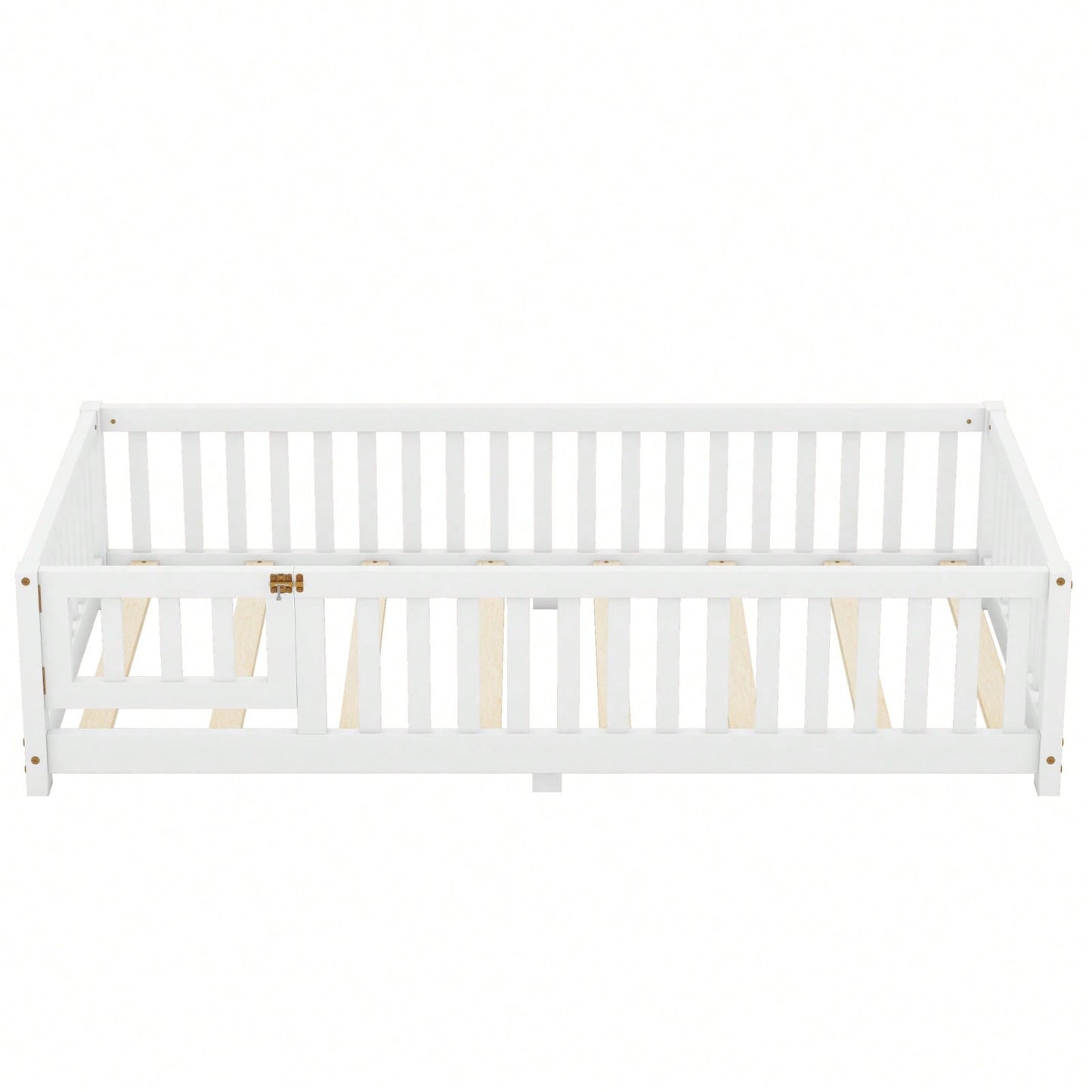 The Twin Size Bed Floor Bed With Safety Guardrails And Door For Kids