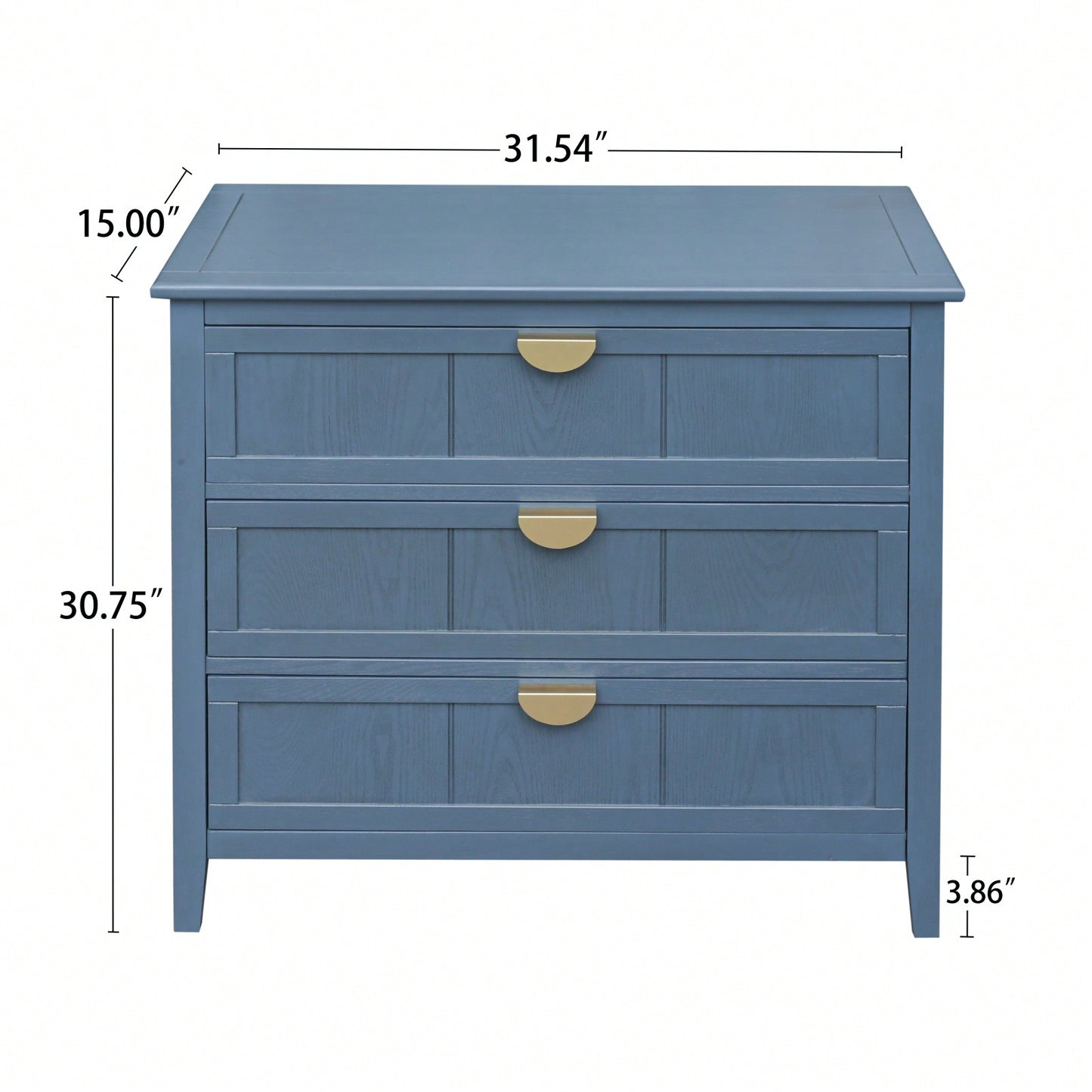 3 Drawer Wooden Grain Cabinet for Bedroom Living Room Study Adjustable Back Plate Anti-Slip Mats Metal Handles 140 lb Capacity