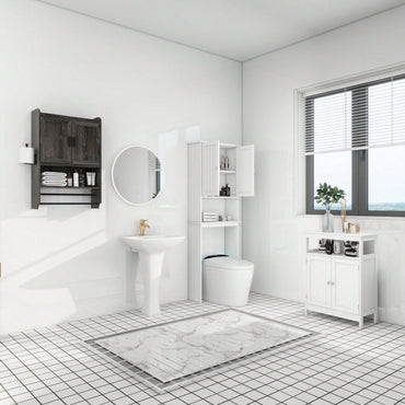 Bathroom Wall Cabinet With Doors, Adjustable Shelf, Towel Bar And Paper Holder