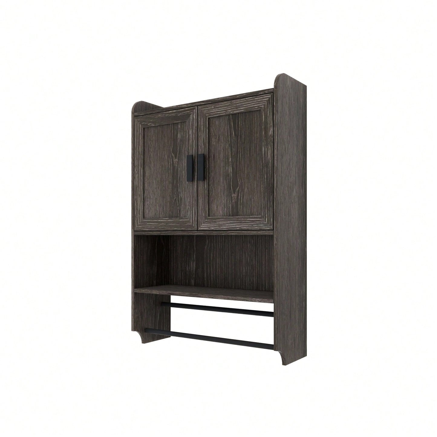 Bathroom Wall Cabinet With Doors, Adjustable Shelf, Towel Bar And Paper Holder