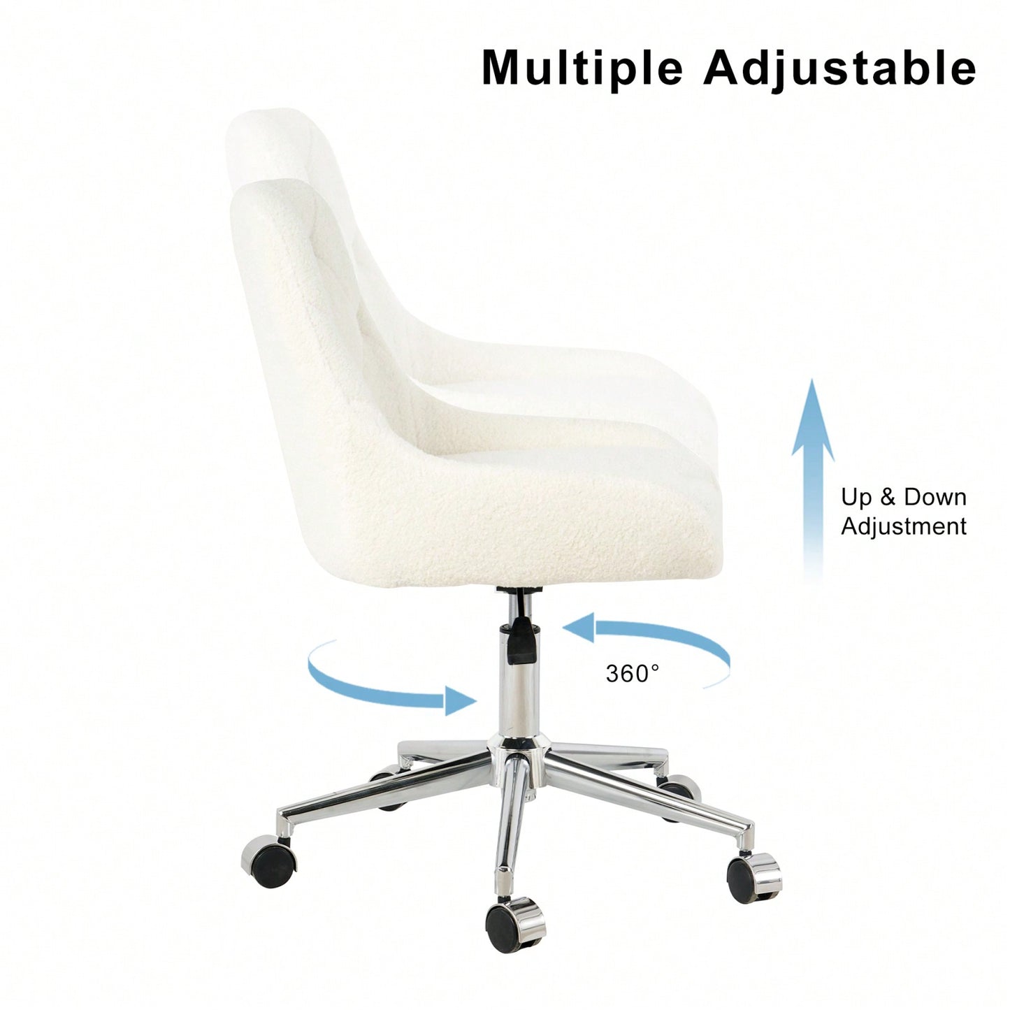 Modern Velvet Dining Chair with Lift Adjustment Chrome Legs Soft Comfortable Space Saving Design Set of 1