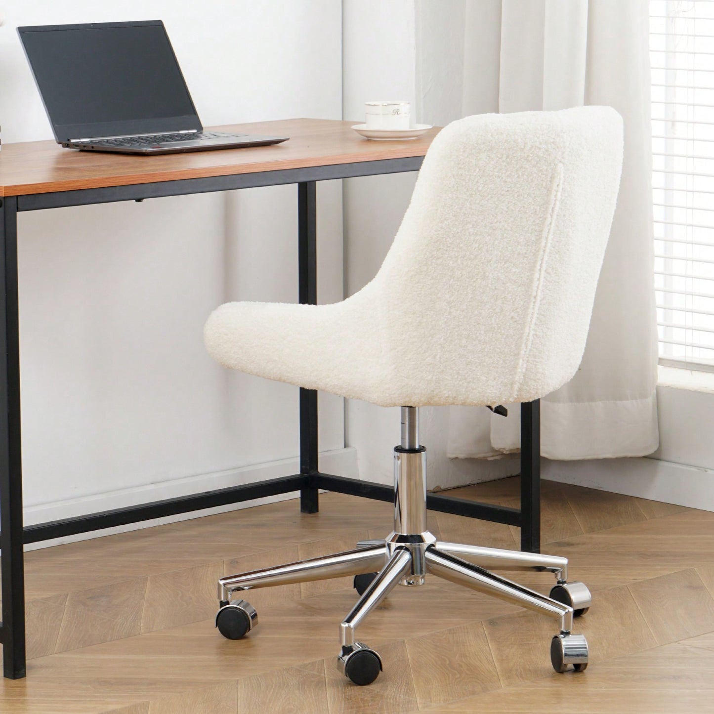 Modern Velvet Dining Chair with Lift Adjustment Chrome Legs Soft Comfortable Space Saving Design Set of 1