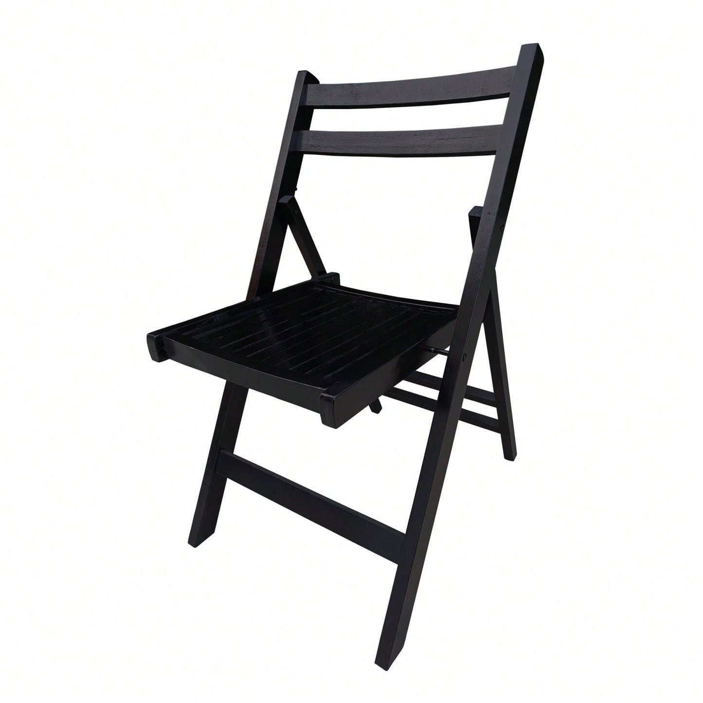 Pack Of 4, Slatted Solid Wood Folding Chair Set