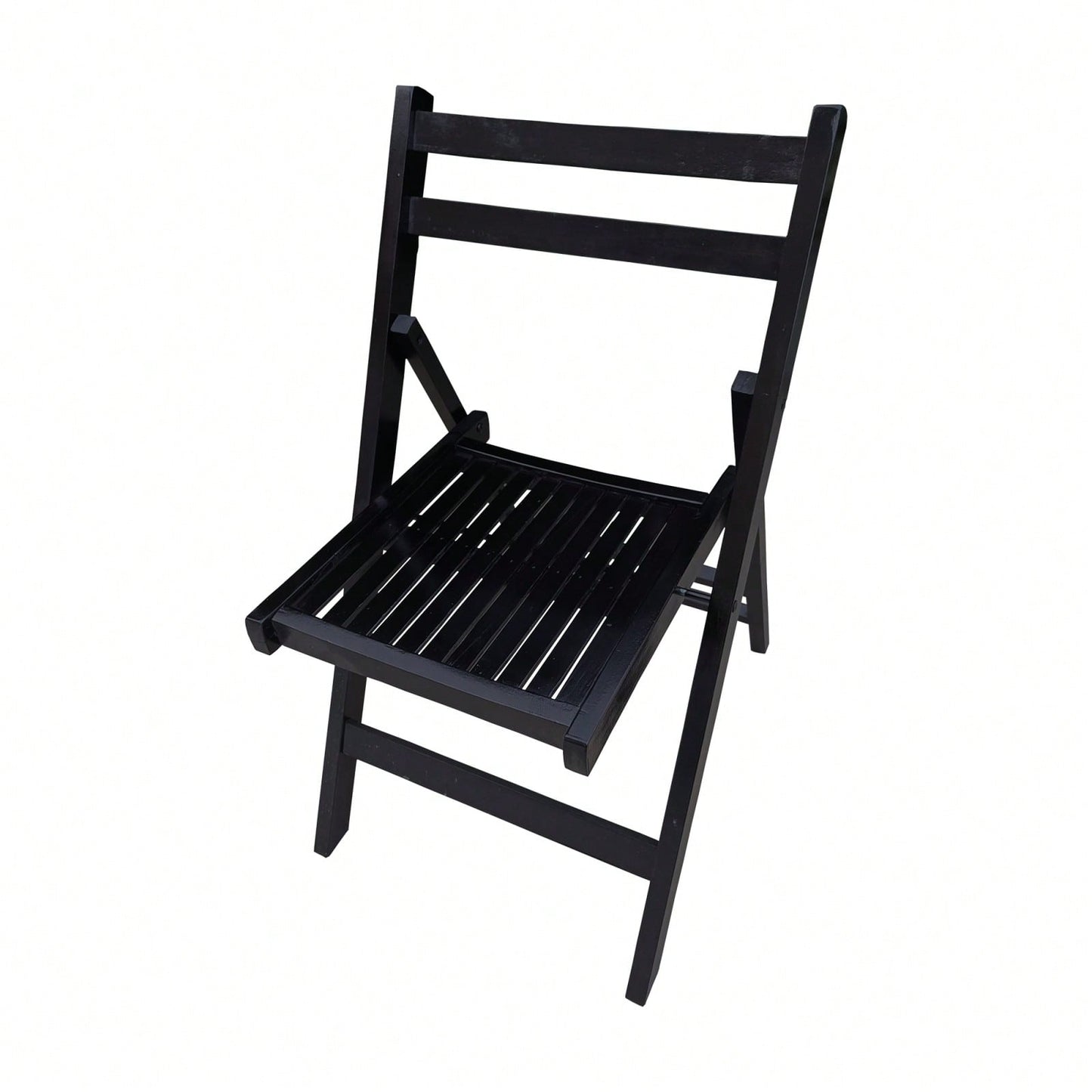 Pack Of 4, Slatted Solid Wood Folding Chair Set