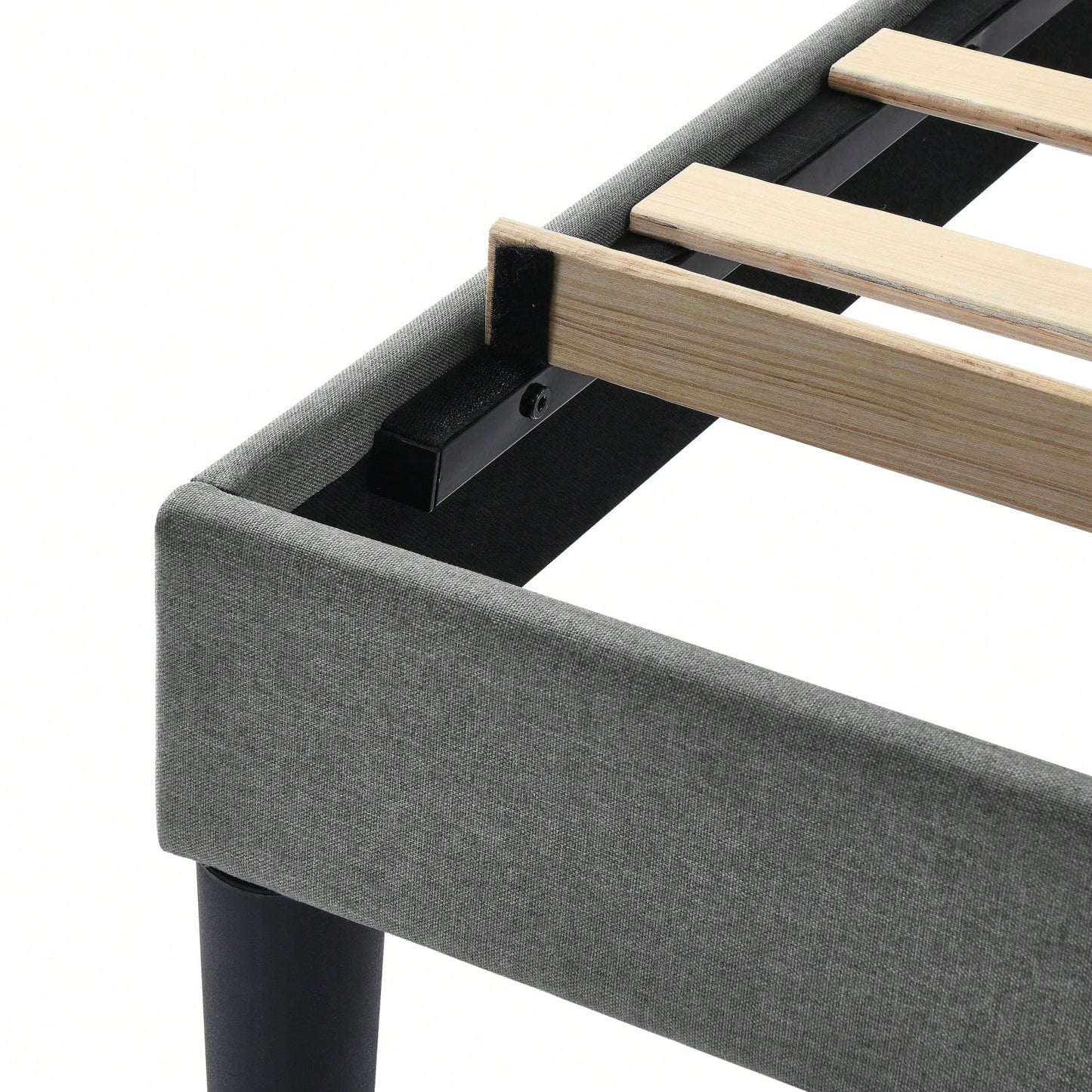 Queen Grey Bed Frame with Adjustable Headboard Wooden Slats Center Support 705 Lbs Capacity Easy Assembly Under Bed Storage