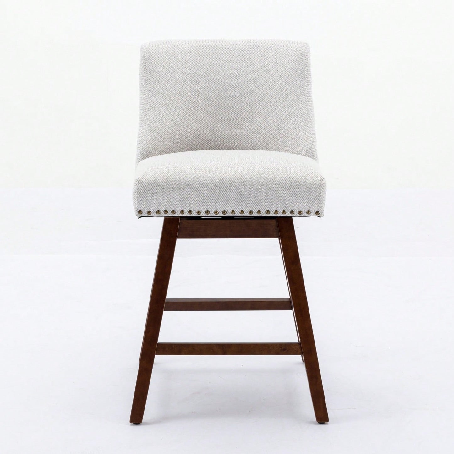 26 Inch Comfortable Swivel Bar Stools Set of 2 Upholstered Counter Height Chairs with Curved Back for Kitchen Island and Home Bar