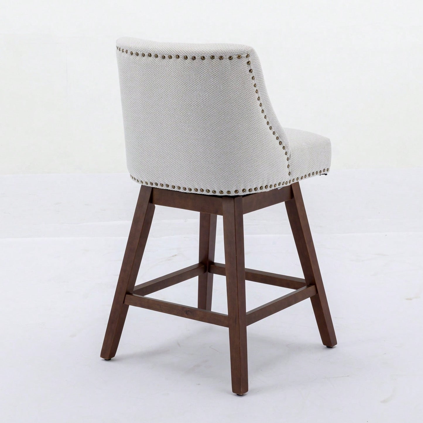 26 Inch Comfortable Swivel Bar Stools Set of 2 Upholstered Counter Height Chairs with Curved Back for Kitchen Island and Home Bar