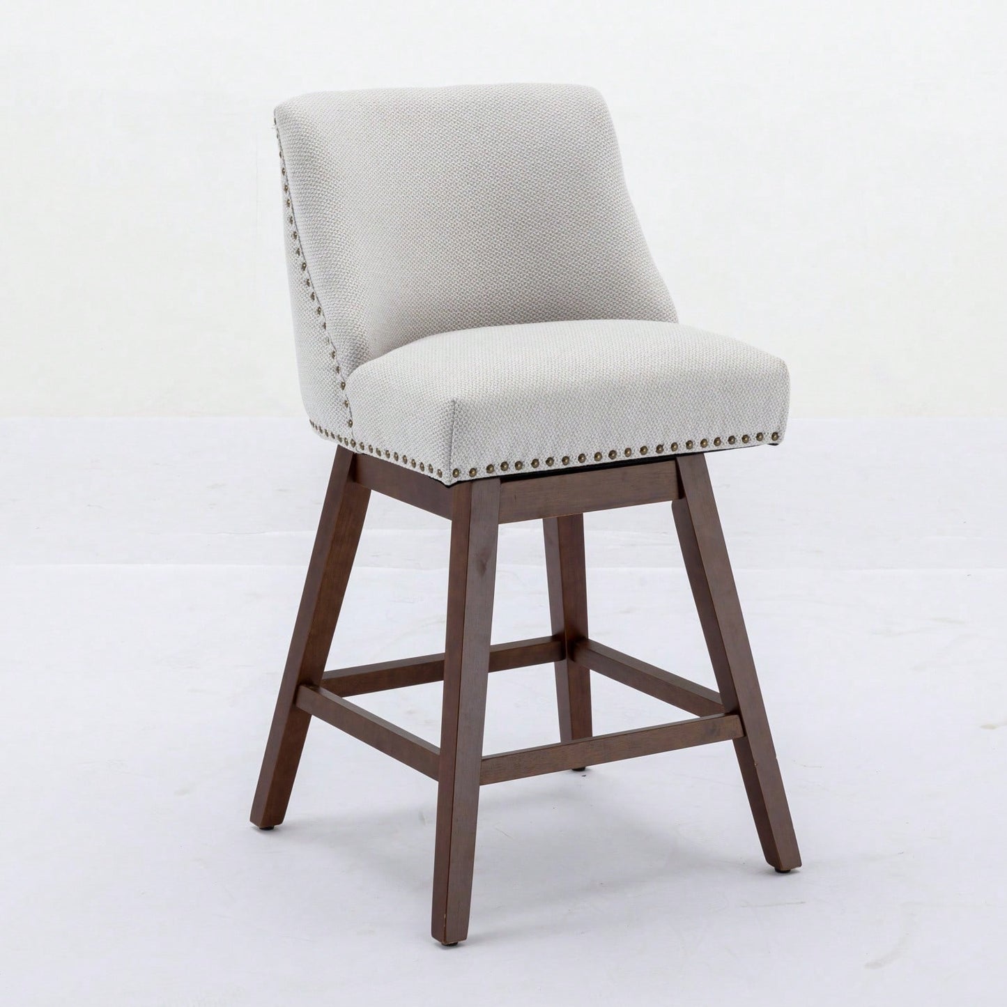 26 Inch Comfortable Swivel Bar Stools Set of 2 Upholstered Counter Height Chairs with Curved Back for Kitchen Island and Home Bar