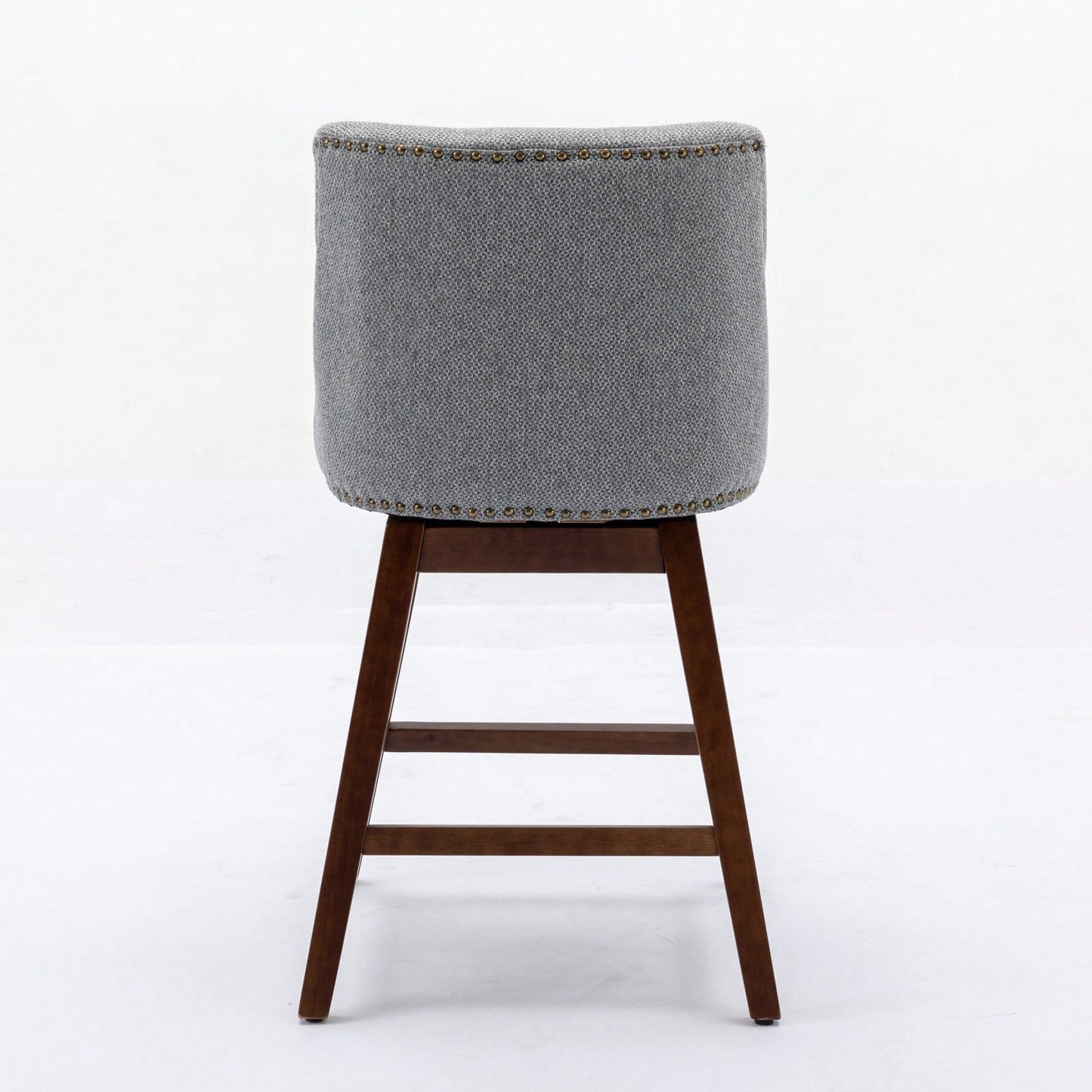 26 Inch Comfortable Swivel Bar Stools Set of 2 Upholstered Counter Height Chairs with Curved Back for Kitchen Island and Home Bar