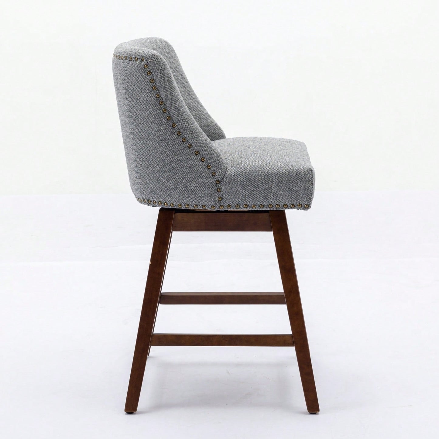 26 Inch Comfortable Swivel Bar Stools Set of 2 Upholstered Counter Height Chairs with Curved Back for Kitchen Island and Home Bar