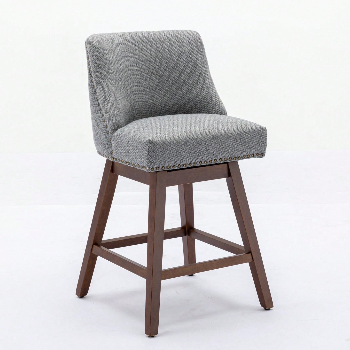 26 Inch Comfortable Swivel Bar Stools Set of 2 Upholstered Counter Height Chairs with Curved Back for Kitchen Island and Home Bar