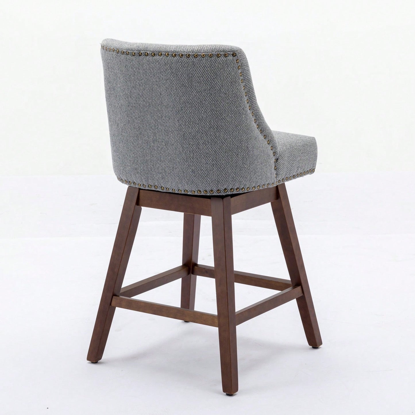 26 Inch Comfortable Swivel Bar Stools Set of 2 Upholstered Counter Height Chairs with Curved Back for Kitchen Island and Home Bar