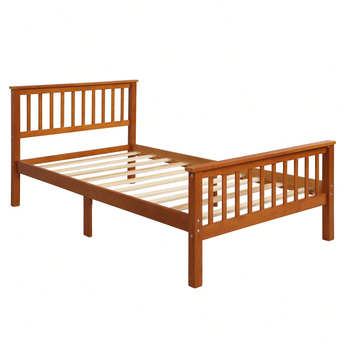 Stylish Twin Wood Platform Bed with Headboard and Footboard - Durable Pine Construction and Solid Slat Support for Easy Assembly