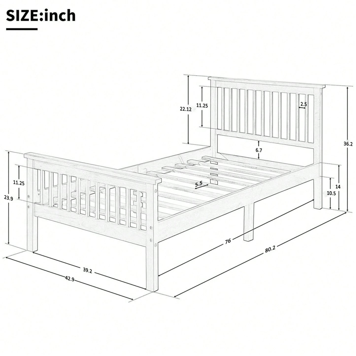 Stylish Twin Wood Platform Bed with Headboard and Footboard - Durable Pine Construction and Solid Slat Support for Easy Assembly