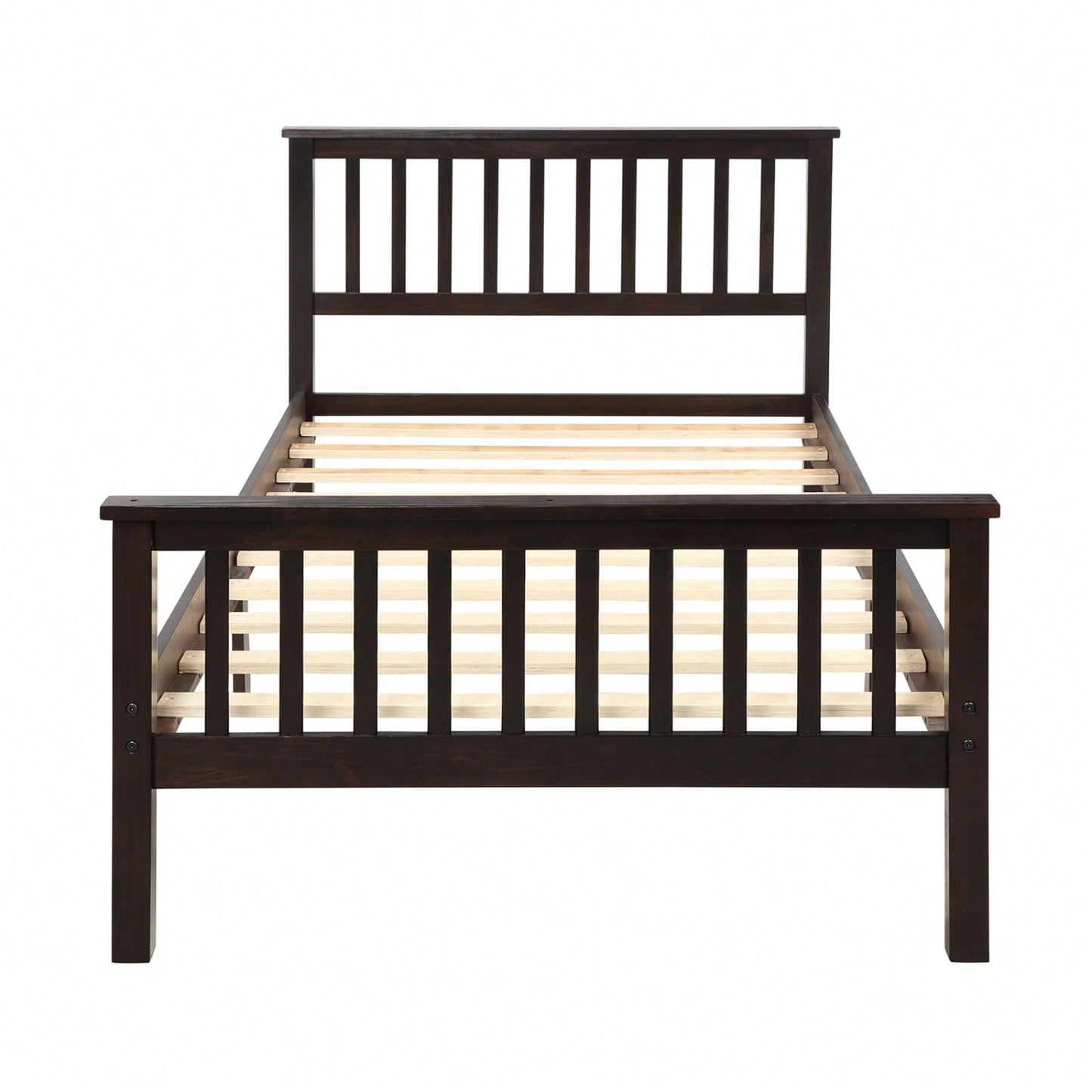Stylish Twin Wood Platform Bed with Headboard and Footboard - Durable Pine Construction and Solid Slat Support for Easy Assembly