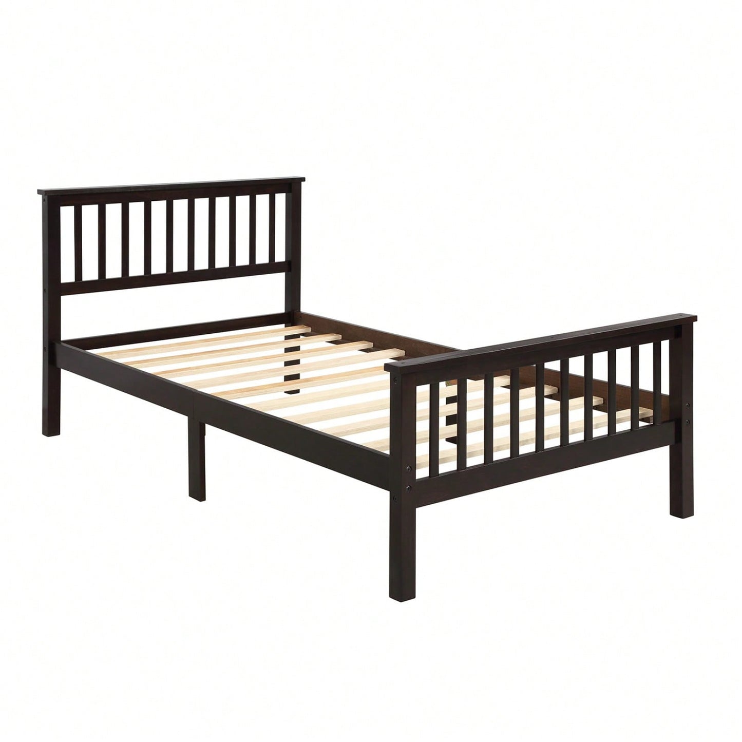 Stylish Twin Wood Platform Bed with Headboard and Footboard - Durable Pine Construction and Solid Slat Support for Easy Assembly