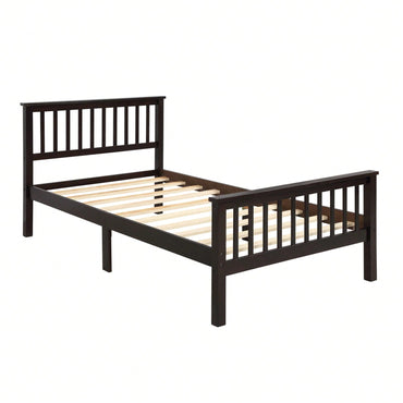 Stylish Twin Wood Platform Bed with Headboard and Footboard - Durable Pine Construction and Solid Slat Support for Easy Assembly