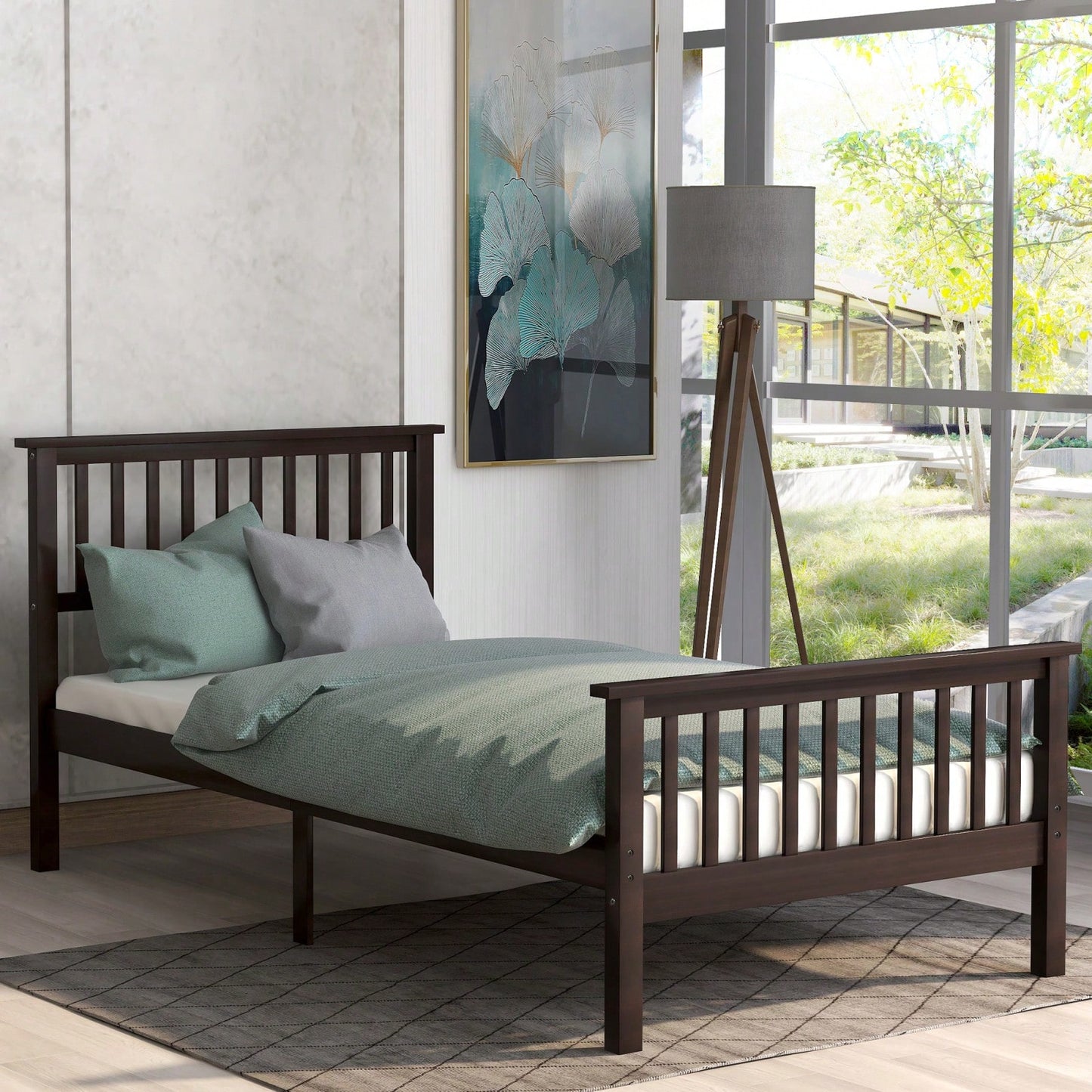 Stylish Twin Wood Platform Bed with Headboard and Footboard - Durable Pine Construction and Solid Slat Support for Easy Assembly