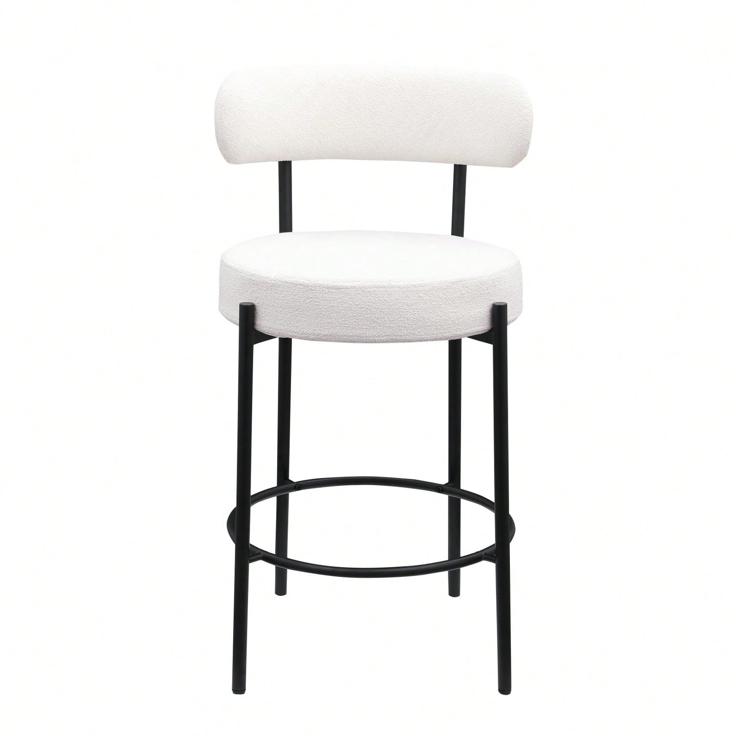 Modern Upholstered Counter Height Stools Set of 2 with 26 Inch Seat and Brushed Brass Legs for Dining Room