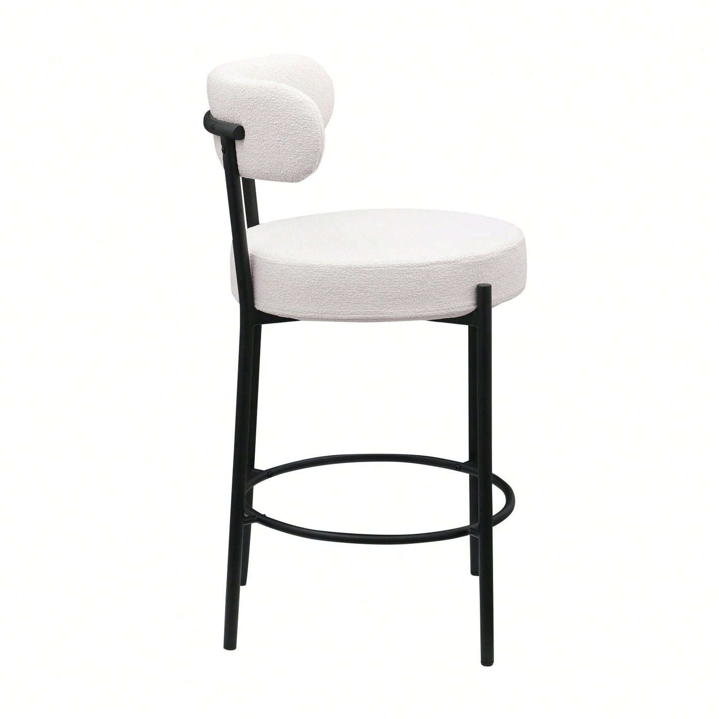 Modern Upholstered Counter Height Stools Set of 2 with 26 Inch Seat and Brushed Brass Legs for Dining Room