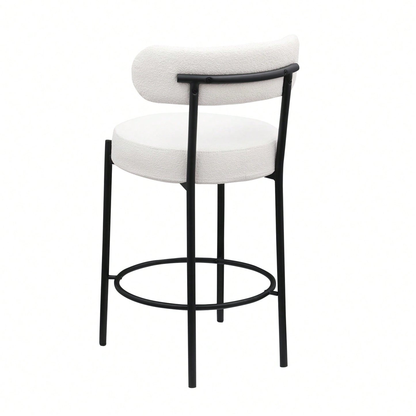 Modern Upholstered Counter Height Stools Set of 2 with 26 Inch Seat and Brushed Brass Legs for Dining Room