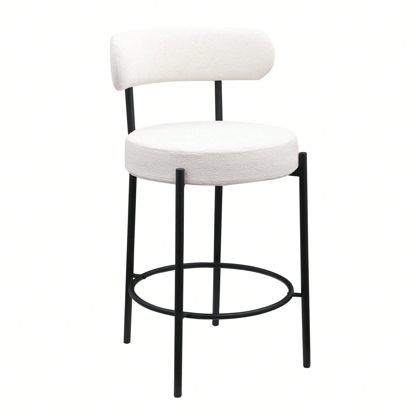 Modern Upholstered Counter Height Stools Set of 2 with 26 Inch Seat and Brushed Brass Legs for Dining Room