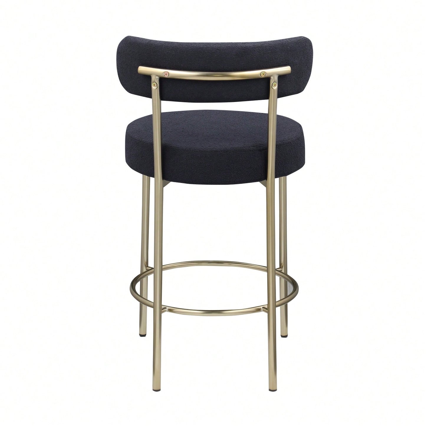 Modern Upholstered Counter Height Stools Set of 2 with 26 Inch Seat and Brushed Brass Legs for Dining Room