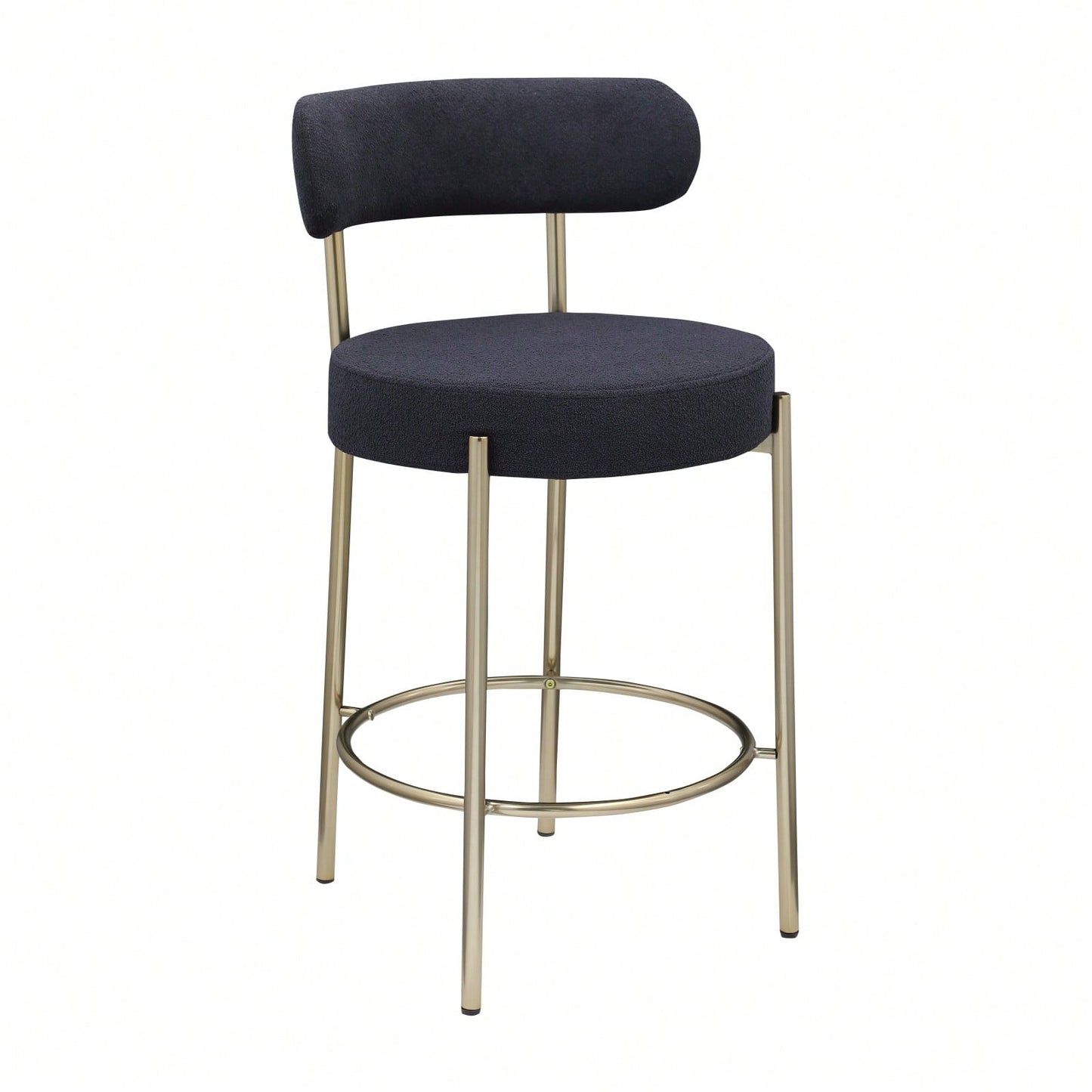 Modern Upholstered Counter Height Stools Set of 2 with 26 Inch Seat and Brushed Brass Legs for Dining Room