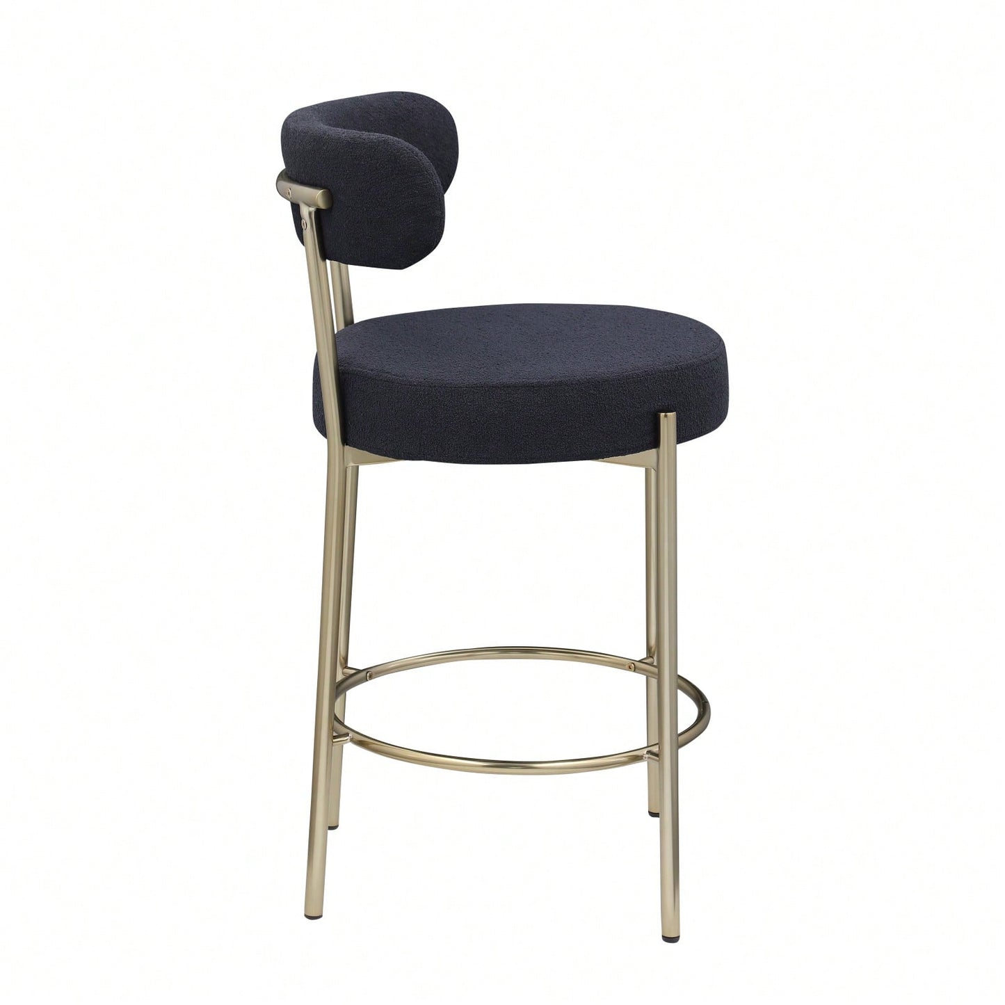 Modern Upholstered Counter Height Stools Set of 2 with 26 Inch Seat and Brushed Brass Legs for Dining Room