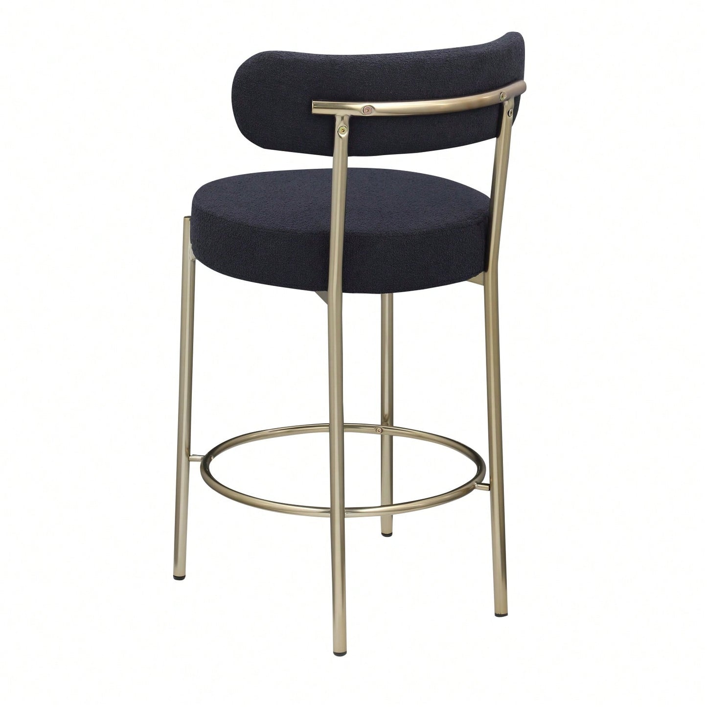 Modern Upholstered Counter Height Stools Set of 2 with 26 Inch Seat and Brushed Brass Legs for Dining Room