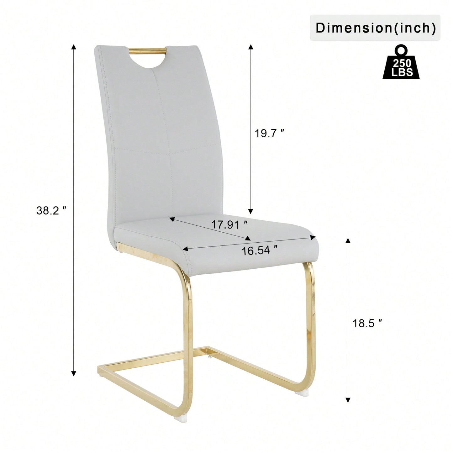 Set Of 2, Modern Dining Chairs With Faux Leather Padded Seat Upholstered Chair With Gold Metal Legs For Kitchen, Living, Bedroom