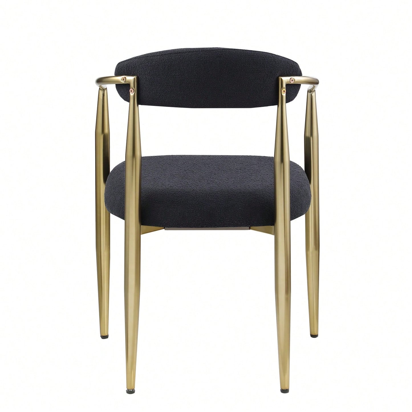 Mid-Century Modern Upholstered Dining Chairs Set of 2 with Iron Frame and Boucle Backrest Comfortable Seating for Kitchen or Dining Room