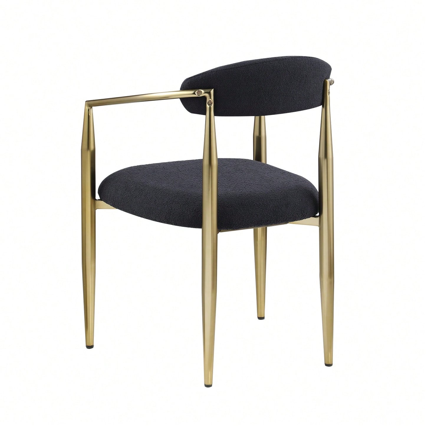 Mid-Century Modern Upholstered Dining Chairs Set of 2 with Iron Frame and Boucle Backrest Comfortable Seating for Kitchen or Dining Room