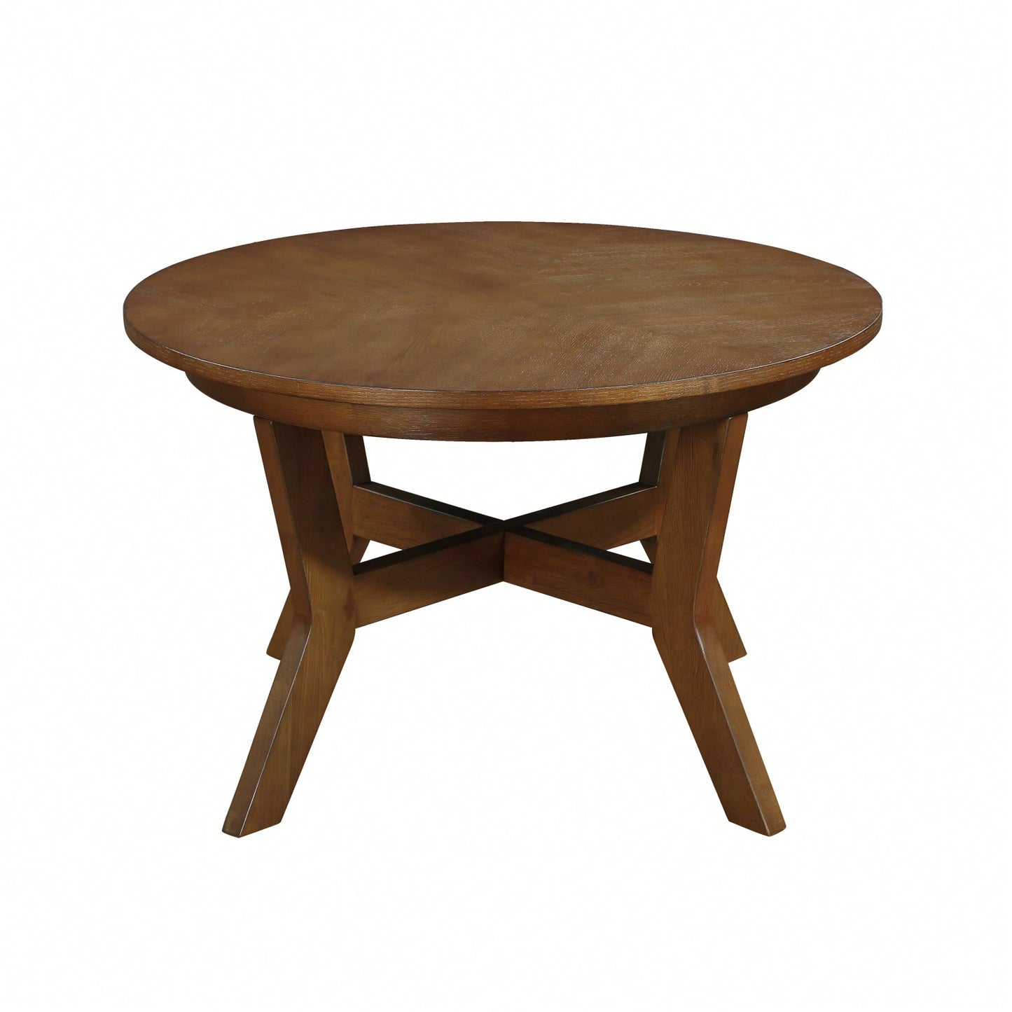 32-Inch Solid Wood And MDF Round Mid-Century Farmhouse Coffee Table