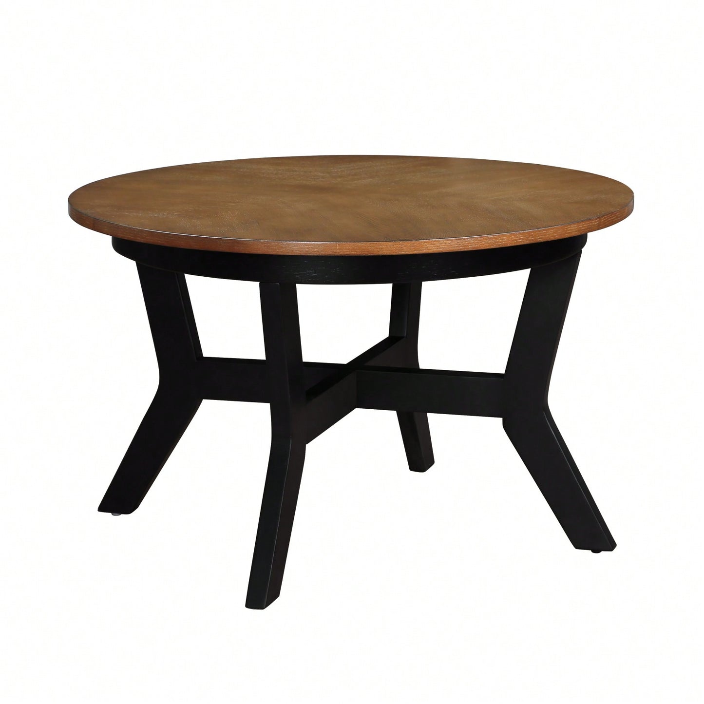 32-Inch Solid Wood And MDF Round Mid-Century Farmhouse Coffee Table