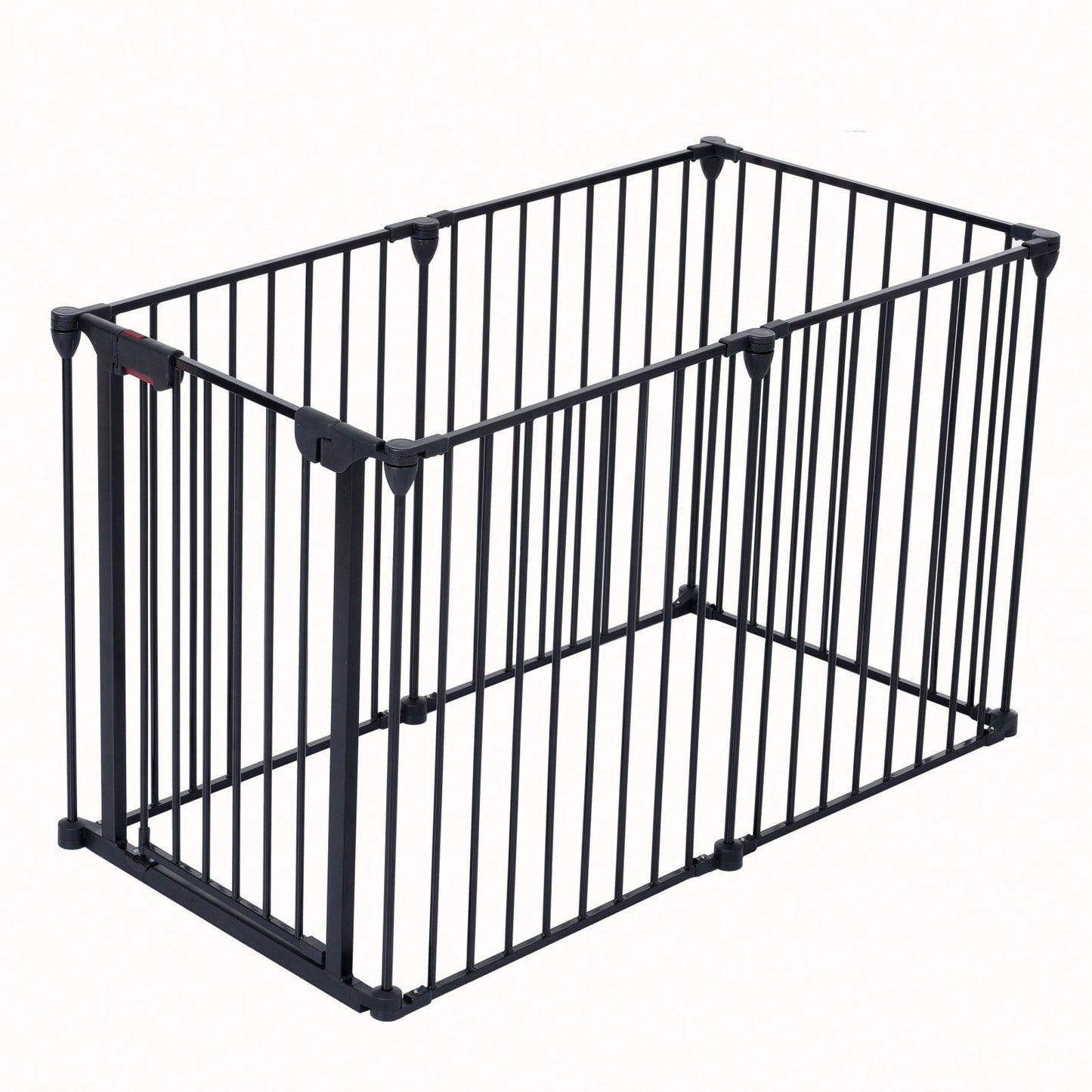 Configurable 6 Panel Metal Safety Gate for Pets and Kids - Versatile Play Yard and Barrier with Walk Through Door for Stairs and Fireplaces