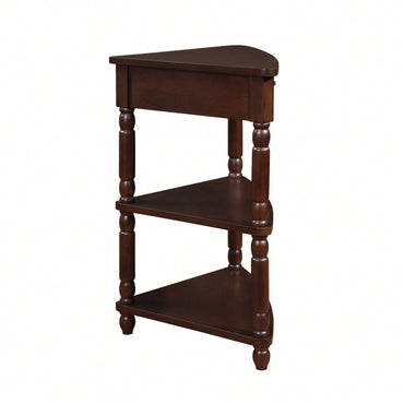 Small Triangle Corner Table with 3 Tiers Solid Wood Legs Space Saving Design Waterproof Milk White Finish