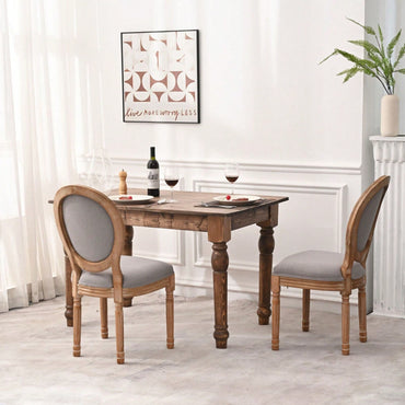 French Country Dining Chairs With Round Back Set Of 2, Upholstered, Solid Wood Legs, Accent Side Chairs For Living Room, Wedding Event