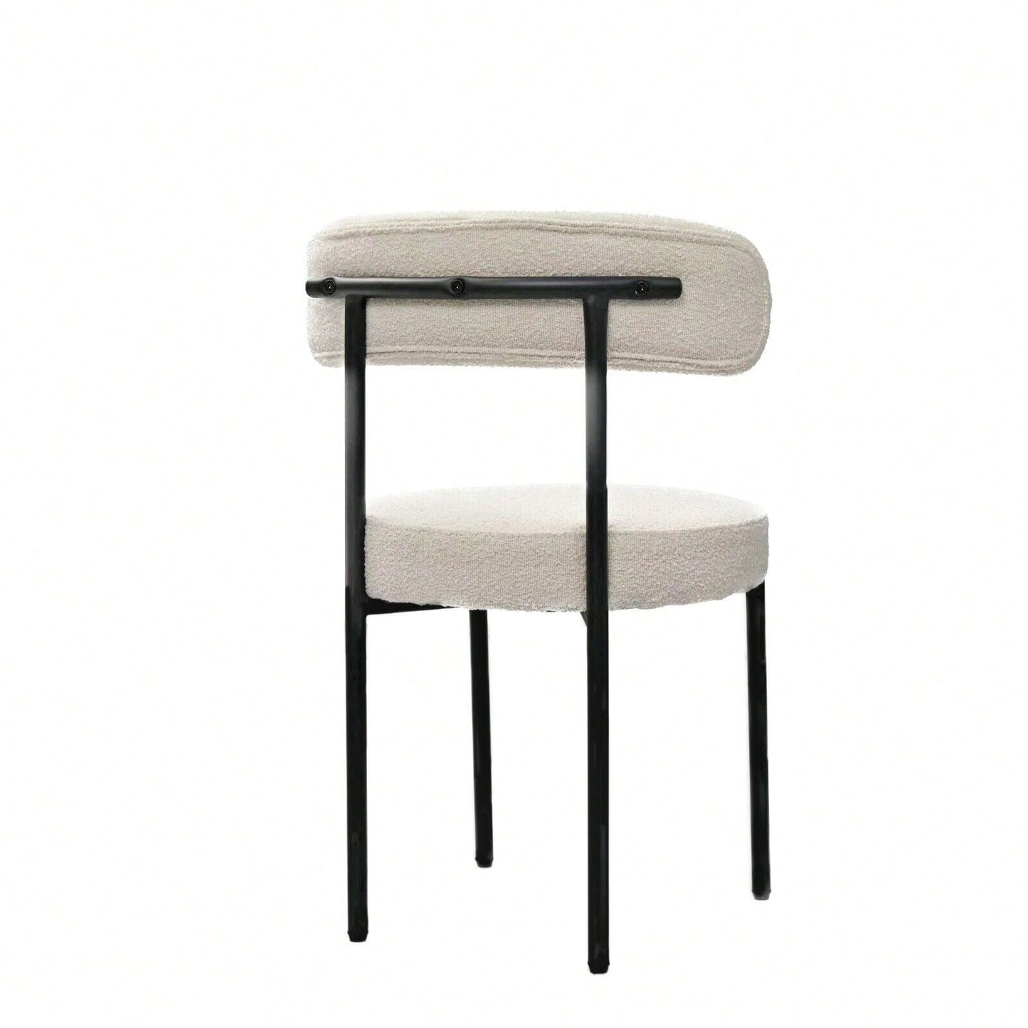 Mid-Century Modern Boucle Dining Chairs Set of 2 Curved Backrest Velvet Upholstered Kitchen Chairs with Black Metal Legs