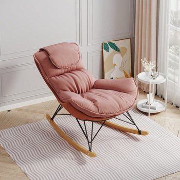 Light Luxury Single Rocking Chair for Balcony Leisure Area Comfortable Breathable Detachable Washable Cushion