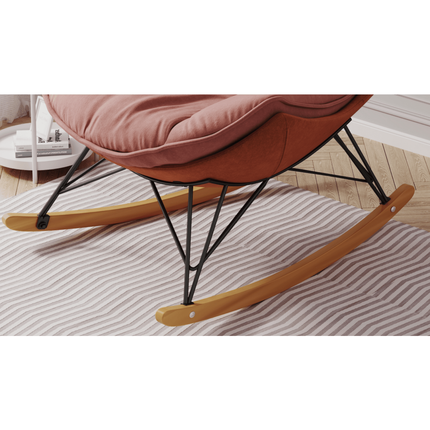 Light Luxury Single Rocking Chair for Balcony Leisure Area Comfortable Breathable Detachable Washable Cushion