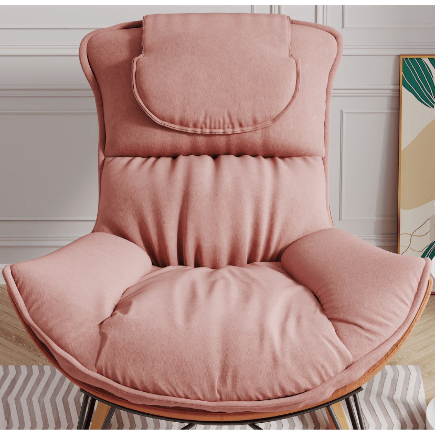 Light Luxury Single Rocking Chair for Balcony Leisure Area Comfortable Breathable Detachable Washable Cushion