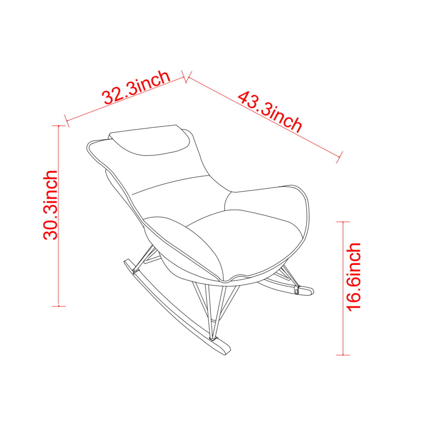 Light Luxury Single Rocking Chair for Balcony Leisure Area Comfortable Breathable Detachable Washable Cushion